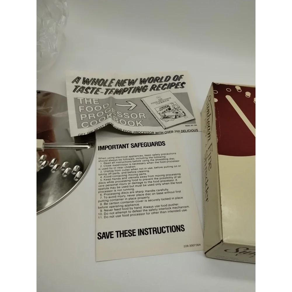 SUNBEAM VISTA FOOD PROCESSOR 84071  FINE SHREDDER BLADE NEW IN BOX 94920